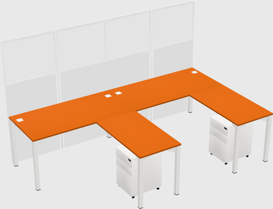 Shared l-shaped cubicle