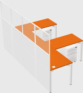 Shared l-shaped cubicle
