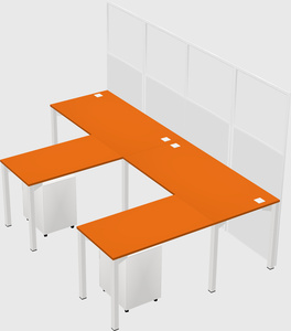 Shared l-shaped cubicle