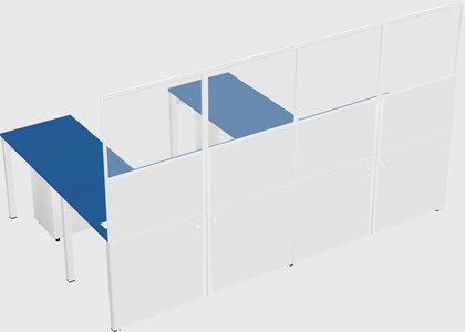 Shared l-shaped cubicle