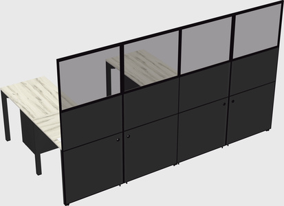 Shared l-shaped cubicle