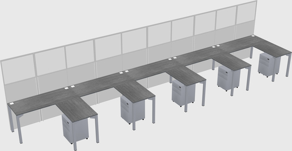 Shared l-shaped cubicle
