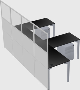Shared l-shaped cubicle