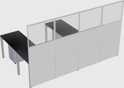Shared l-shaped cubicle