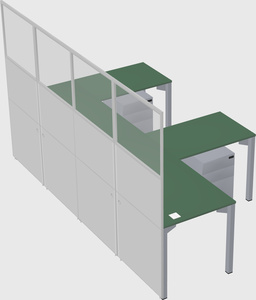 Shared l-shaped cubicle
