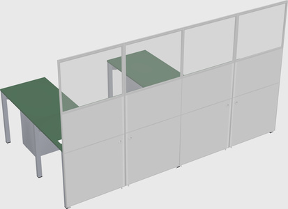 Shared l-shaped cubicle