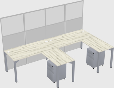 Shared l-shaped cubicle