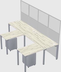 Shared l-shaped cubicle