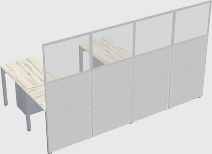 Shared l-shaped cubicle