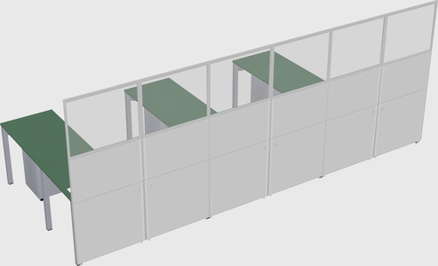 Shared l-shaped cubicle