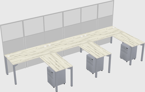Shared l-shaped cubicle