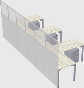 Shared l-shaped cubicle
