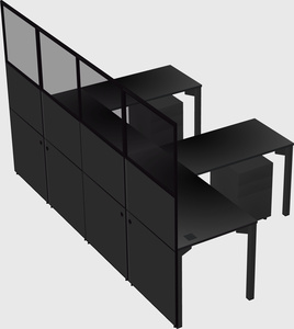Shared l-shaped cubicle