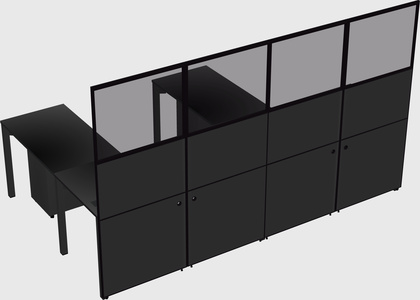 Shared l-shaped cubicle