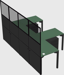 Shared l-shaped cubicle
