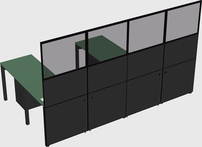 Shared l-shaped cubicle