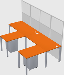 Shared l-shaped cubicle