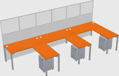 Shared l-shaped cubicle
