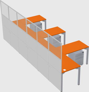 Shared l-shaped cubicle