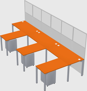 Shared l-shaped cubicle