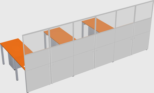 Shared l-shaped cubicle