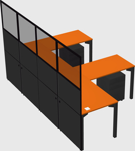 Shared l-shaped cubicle