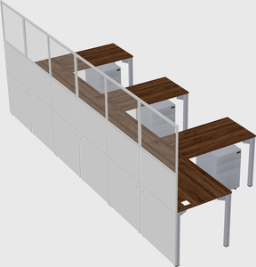Shared l-shaped cubicle