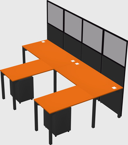 Shared l-shaped cubicle