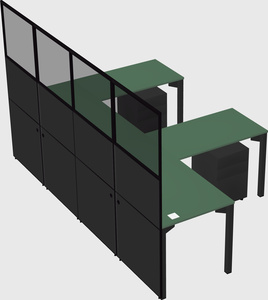 Shared l-shaped cubicle