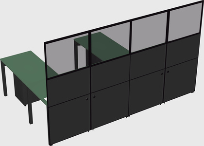 Shared l-shaped cubicle