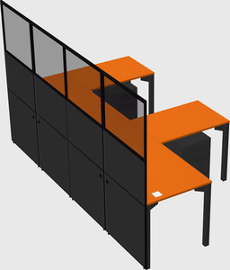 Shared l-shaped cubicle