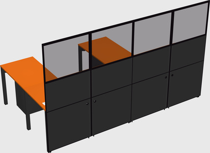 Shared l-shaped cubicle