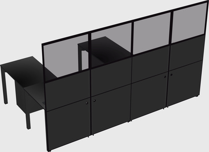 Shared l-shaped cubicle