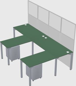 Shared l-shaped cubicle