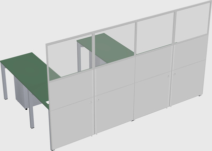 Shared l-shaped cubicle