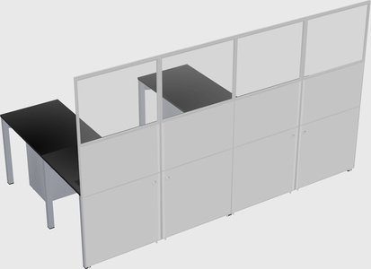 Shared l-shaped cubicle