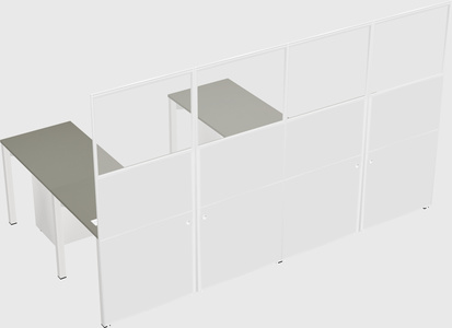 Shared l-shaped cubicle