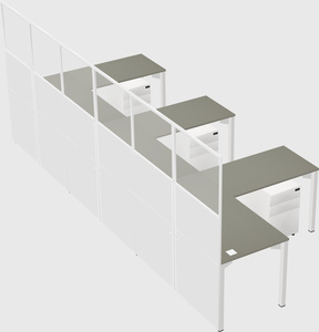 Shared l-shaped cubicle