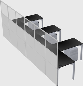 Shared l-shaped cubicle