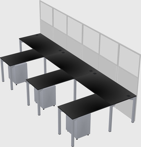 Shared l-shaped cubicle
