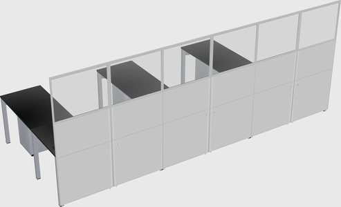 Shared l-shaped cubicle