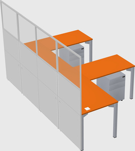 Shared l-shaped cubicle