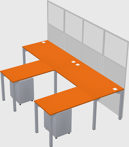 Shared l-shaped cubicle