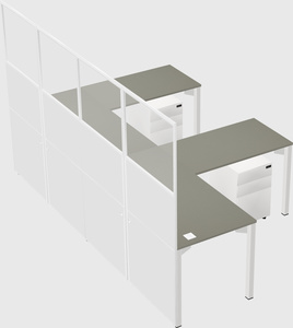 Shared l-shaped cubicle
