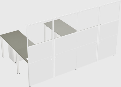 Shared l-shaped cubicle