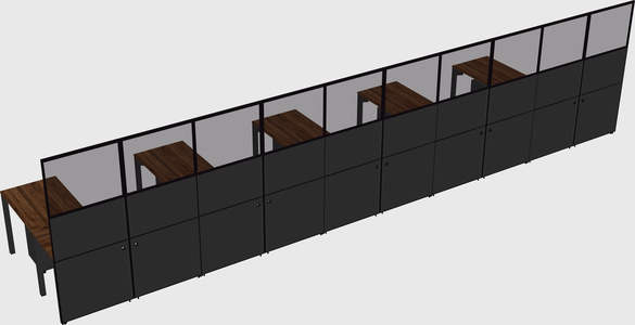 Shared l-shaped cubicle