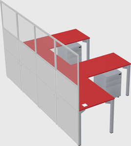 Shared l-shaped cubicle