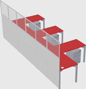 Shared l-shaped cubicle