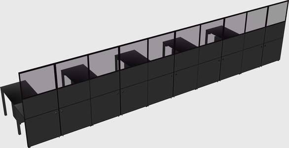 Shared l-shaped cubicle