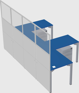 Shared l-shaped cubicle